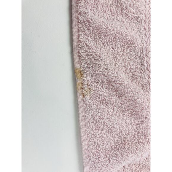 Cannon Bath Body Hand Towel Set Vintage Pink Floral Appliqué Gold Rose USA Flowe - Picture 11 of 16